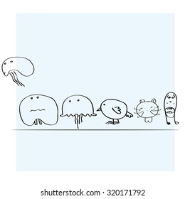 Vector funny aliens and animals