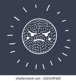 Vector funny Angry smile icon. Vector simple illustration of angry smile white icon isolated on dark background