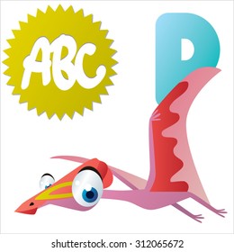 Vector funny animal ABC: Dinos: P is for Pterosaur