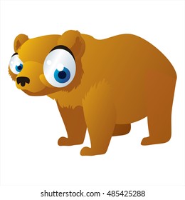 vector funny animal cute character illustration. Grizzly bear