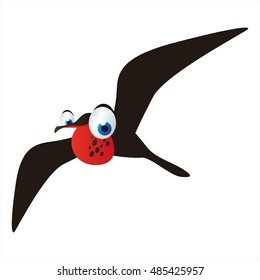 vector funny animal cute character illustration. FrIgate bird