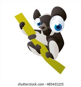 vector funny animal cute character illustration. Lemur