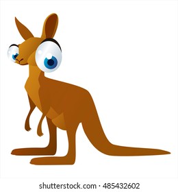 vector funny animal cute character illustration. Kangaroo