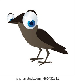 vector funny animal cute character illustration. Jackdaw