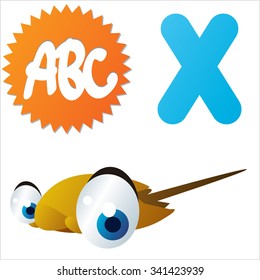 vector funny animals alphabet collection: X is for cute comic Xiphosura