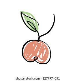 Vector funny apple one line art logo in color. Icon, label