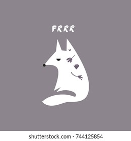 Vector funny arctic fox. Poster, label, postcard, sticker, print, elements for design and other.