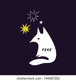 Vector funny arctic fox. Poster, label, postcard, sticker, print, elements for design and other.