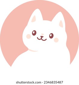 Vektorlustiger Avatar. Frische weiße Katzen im minimalistischen Stil. 