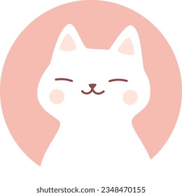 Vector funny avatar. Cute white cats in minimalistic style. 