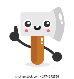 personaje de mascota de hacha divertida vectorial