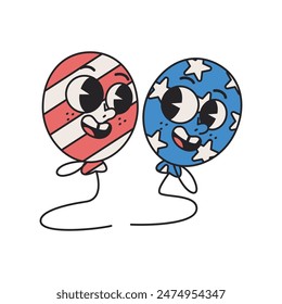 Vector Funny Balloon Cartoon Celebrate 4th July Illustration Isolated