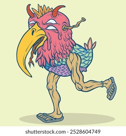 vetor engraçado pássaro frango desenho desenho de desenho de desenho de desenhos estranhos monstro fantasia