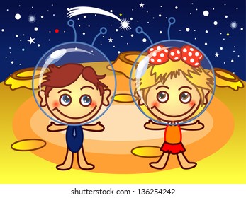 Vector funny boy and girl