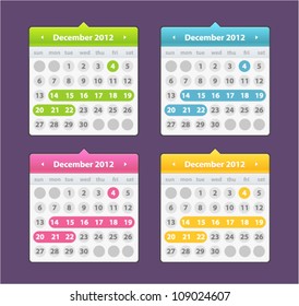 Vector funny calendar icon in different colors