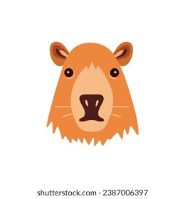 Vector divertido capibara en diseño plano. Cabeza de Capibara. Ilustración vectorial dibujada a mano en un estilo mínimo.