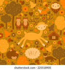 vector funny card with wild animals