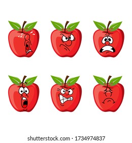 vector funny cartoon apple isolated on white background. apple vector concept. fruit funky character