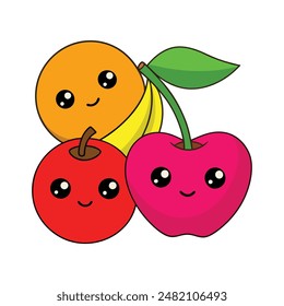 Vektorgrafik lustiges Cartoon Art Design für Apple Foods