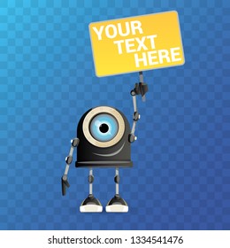 vector funny cartoon black friendly robot character isolated on transparent background. Kids 3d robot toy logo design template. chat bot icon
