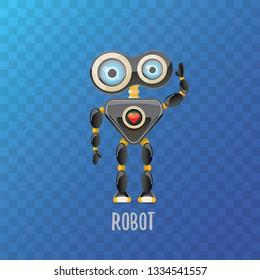 vector funny cartoon black friendly robot character isolated on transparent background. Kids 3d robot toy logo design template. chat bot icon