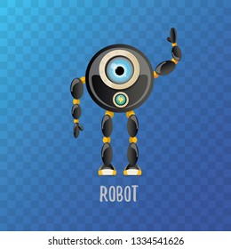 vector funny cartoon black friendly robot character isolated on transparent background. Kids 3d robot toy logo design template. chat bot icon