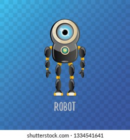vector funny cartoon black friendly robot character isolated on transparent background. Kids 3d robot toy logo design template. chat bot icon