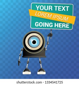 vector funny cartoon black friendly robot character isolated on transparent background. Kids 3d robot toy logo design template. chat bot icon