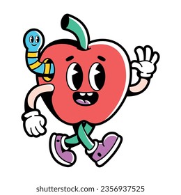 vector funny cartoon character apple illustration isolated