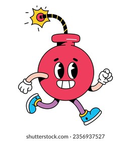 vector funny cartoon character bomb illustration isolated