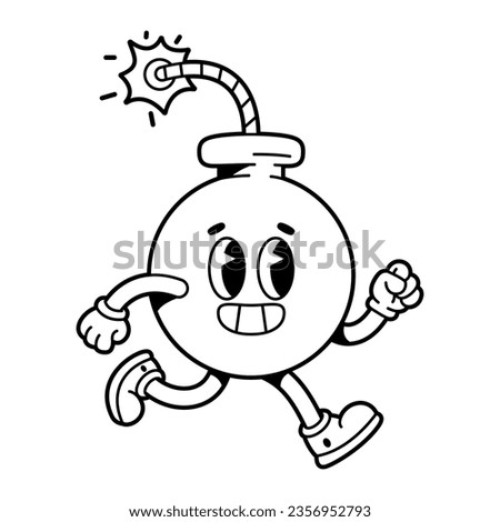 vector funny cartoon character bomb illustration isolated