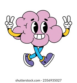 vector funny cartoon character brain illustration isolated