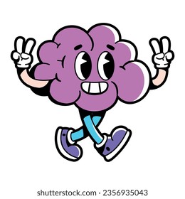 vector funny cartoon character brain illustration isolated