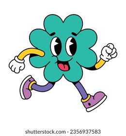 vector funny cartoon character clover illustration isolated