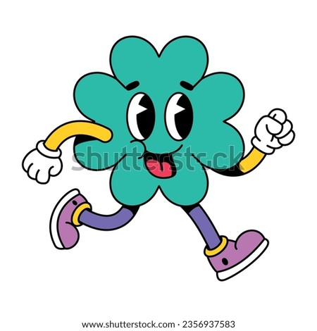 vector funny cartoon character clover illustration isolated