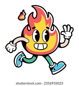 vector funny cartoon character fire illustration isolated