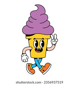 vector funny cartoon character ice cream illustration isolated