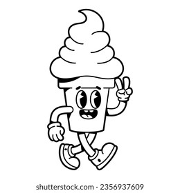 vector funny cartoon character ice cream illustration isolated