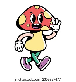 vector funny cartoon character mushroom illustration isolated
