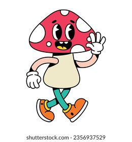 vector funny cartoon character mushroom illustration isolated