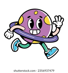 vector funny cartoon character planet saturn illustration isolated