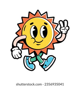 vector funny cartoon character sun illustration isolated