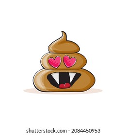 imagen de dibujos animados divertidos genial sonriente icono de poo aislado en fondo blanco. personaje de emoji funky poo. Un montón de pegatinas o etiquetas de poo