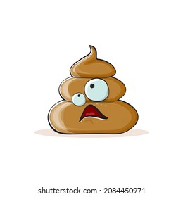 vector funny cartoon cool smiling poo icon isolated on white background. emoji funky poo character. A pile of poo sticker or label