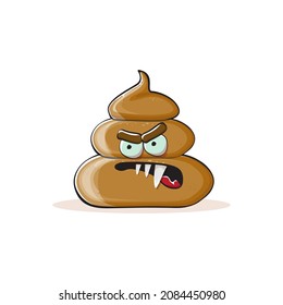 Vektorkomischer Cartoon cool lächelnd poo Symbol einzeln auf weißem Hintergrund. Emoji funky Poo Charakter. Ein Haufen Pflaster auf einem Aufkleber oder Etikett