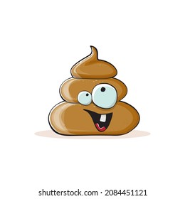 Vektorkomischer Cartoon cool lächelnd poo Symbol einzeln auf weißem Hintergrund. Emoji funky Poo Charakter. Ein Haufen Pflaster auf einem Aufkleber oder Etikett