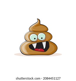 imagen de dibujos animados divertidos genial sonriente icono de poo aislado en fondo blanco. personaje de emoji funky poo. Un montón de pegatinas o etiquetas de poo