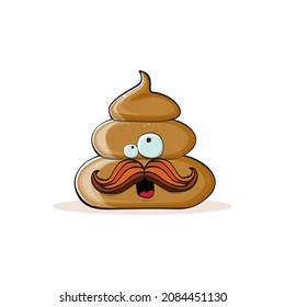 imagen de dibujos animados divertidos genial sonriente icono de poo aislado en fondo blanco. personaje de emoji funky poo. Un montón de pegatinas o etiquetas de poo