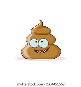 imagen de dibujos animados divertidos genial sonriente icono de poo aislado en fondo blanco. personaje de emoji funky poo. Un montón de pegatinas o etiquetas de poo