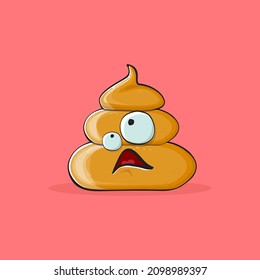 Vektorkomischer Cartoon cool lächelnd Poo Symbol einzeln auf rosafarbenem Hintergrund. Emoji funky und sehr süß Poo Charakter. Ein Haufen Pflaster auf einem Aufkleber oder Etikett